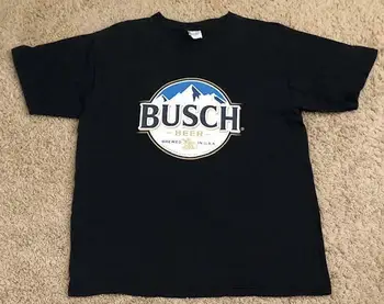 Busch alus, gaminamas JAV klasikinis logotipas Vyriški juodi marškinėliai Dydis didelis