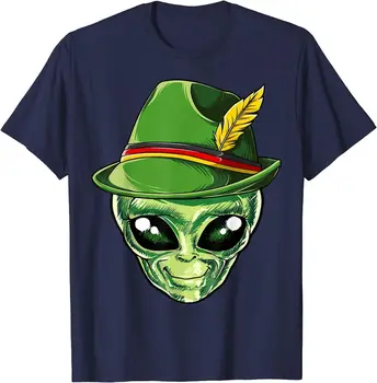 Alien Oktoberfest Men UFO Lederhosen Alpine Unisex marškinėliai ilgomis rankovėmis