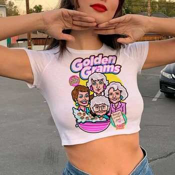 the golden girls clothes tshirt women aesthetic 2022 ulzzang clothes crop top white tshirt tumblr