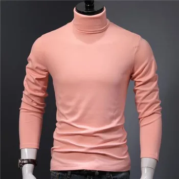 Korėjietiškas plonas vienspalvis megztinis Vyrai Žieminis megztinis Šiltos rankovės Šiltas megztinis Klasikinis Solid Casual Bottoming Shirt S-3XL
