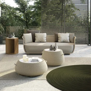 Lauko baldai rotango sofos derinys sodo apsauga nuo saulės vandeniui atspari rotango kėdė laisvalaikio sofa