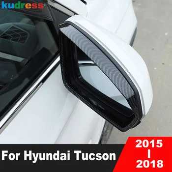 Hyundai Tucson 2015 2016 2017 2018 Carbon Fiber Car Rear View Side Mirror Sun Visor Rain Shield Cover Apdailos priedai