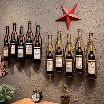 Vieno metalo vyno laikiklis Virtuvė Maža sieninė vyno lentyna Svetainė Suporte de Garrafa de Vinho Virtuvės apdaila