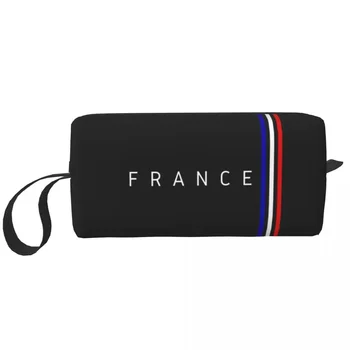 Prancūzijos vėliava Prancūzija Pride Kosmetikos krepšys Moterys Kawaii Didelės talpos patriotinio makiažo dėklas Grožio saugykla Tualeto reikmenų krepšiai
