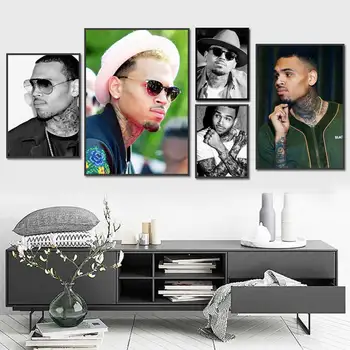 Chris Brown Plakatas Reperis Muzika Dainininkas Hip Hop Star Albumas Plakatai Atspaudai Drobė Tapyba Sienų paveikslėliai Svetainės namų dekoras