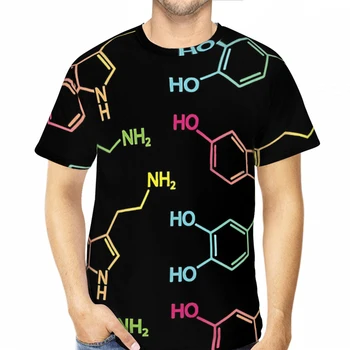 Serotoninas ir dopamino poliesteris 3D spausdinimo chemijos raštas Vyriški marškinėliai lauke Sportas Greitai džiūstantys drabužiai Laisvalaikio gatvės trišakiai