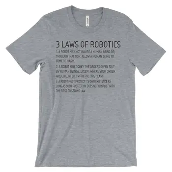 Trys robotikos marškinėlių dėsniai Izaokas Asimovas Mokslinė fantastika Premium medvilnės trišakis